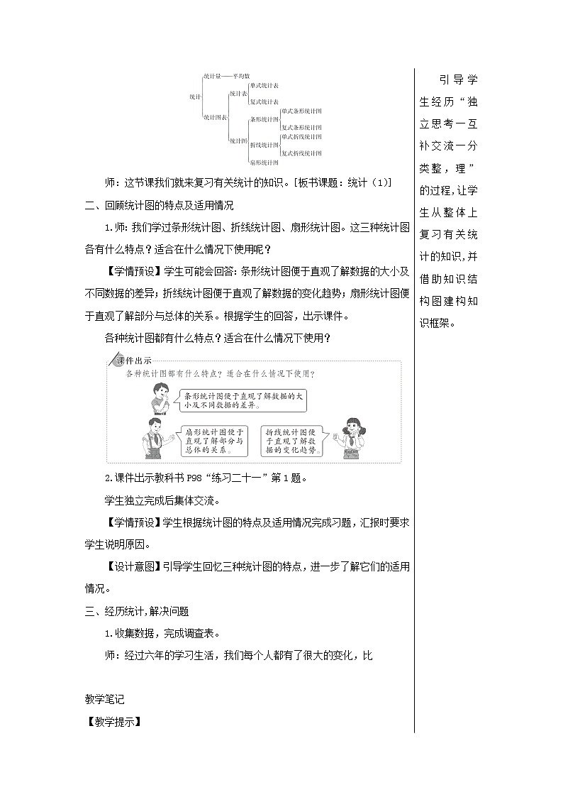 【精品】人教版六年级下册数学 第6单元整理和复习3统计与概率第1课时统计1教案02
