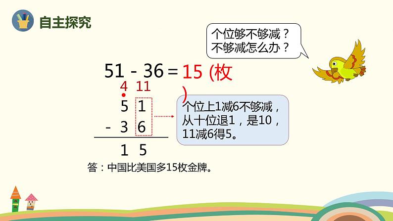 人教版数学二年级上册 2.5《退位减》PPT课件第3页