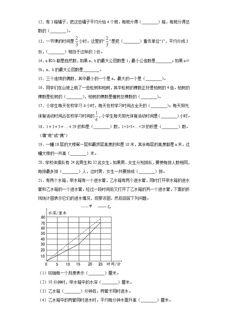 2020-2021学年江苏省盐城市东台市苏教版五年级下册期中测试数学试卷（word版 含答案）02