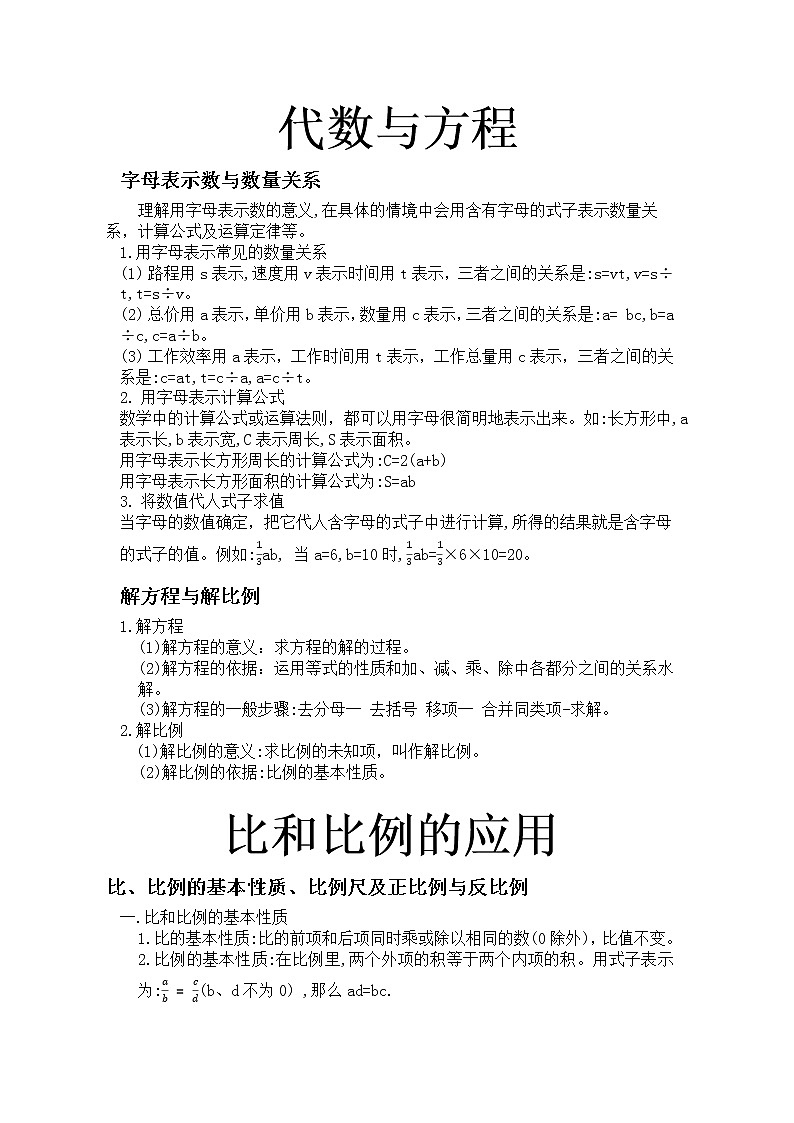 2020-2021学年苏教版六年级小升初综合练习题代数与方程（无答案）01