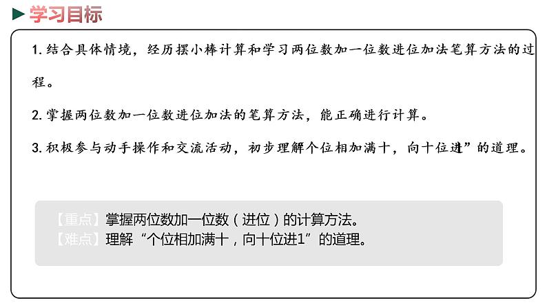 冀教版数学一年级下册 5.6《 两位数加一位数（进位）》PPT课件02