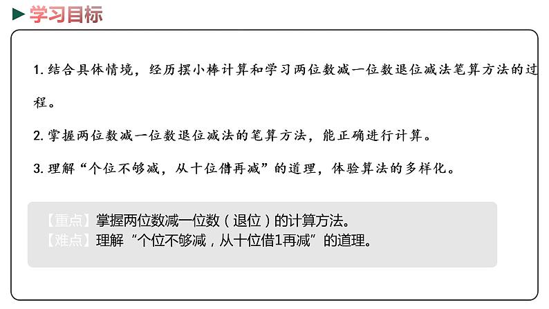 冀教版数学一年级下册 5.9《 两位数减一位数（退位）》PPT课件02