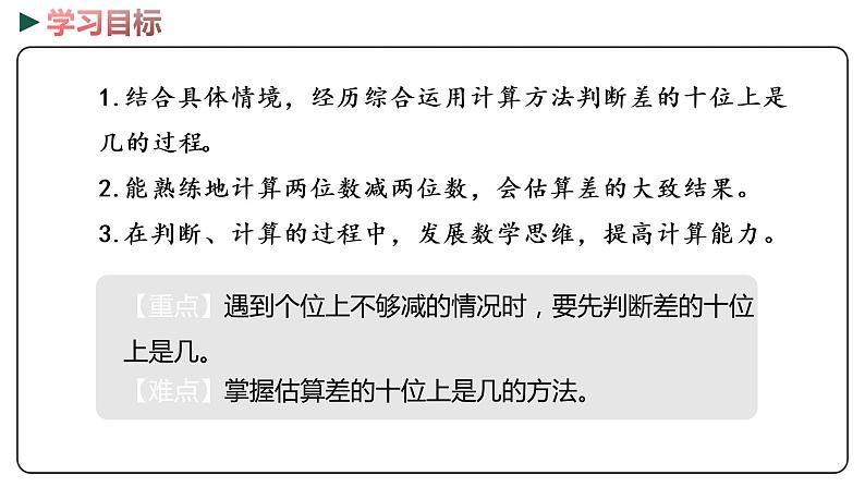 冀教版数学一年级下册 7.7《 估计两位数减两位数十位上是几》PPT课件02