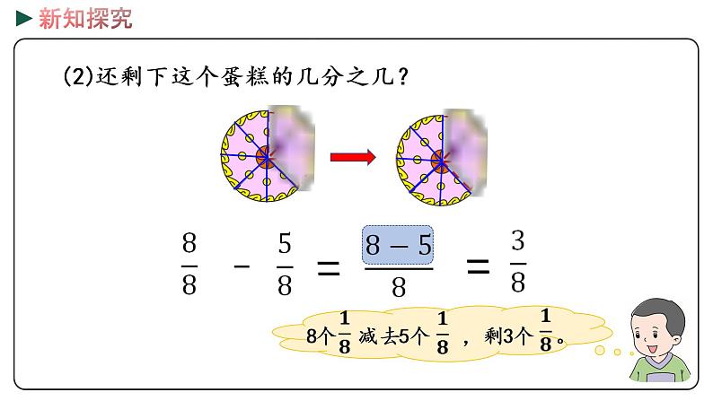 冀教版数学三年级下册 8.5《 同分母分数加减法》PPT课件07