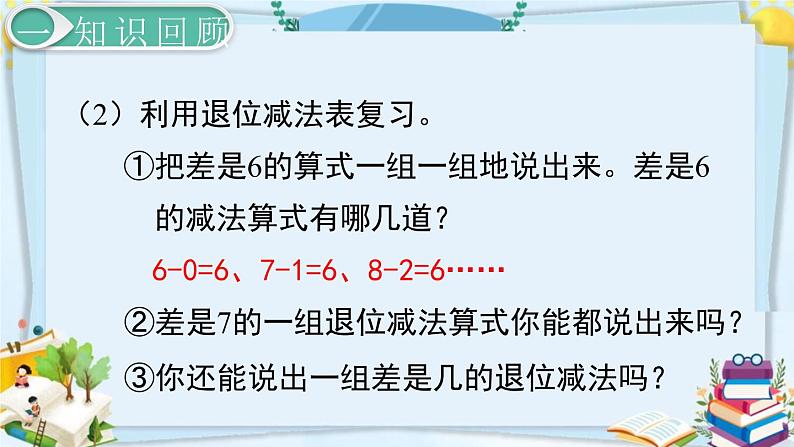 最新人教部编版一年级数学下册《2.10 20以内的退位减法-练习课》课件06