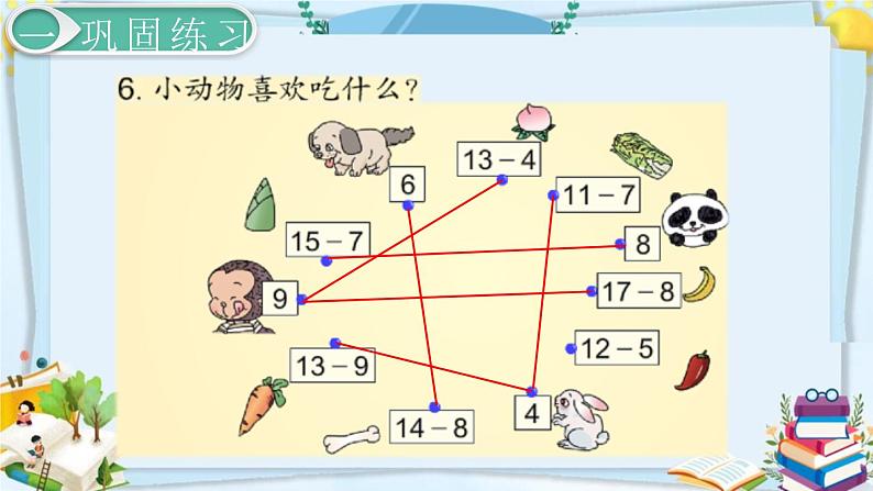 最新人教部编版一年级数学下册《2.7 20以内的退位减法-练习课》课件07