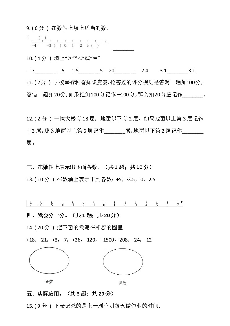 人教版六年级数学下册 第一单元《负数》 同步练习 （含答案解析）第2页