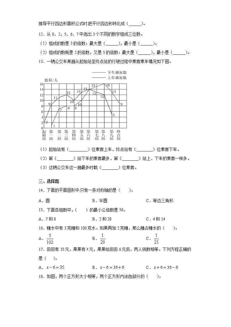 2019-2020学年河南省平顶山市汝州市苏教版五年级下册期末测试数学试卷（word版 含答案）02