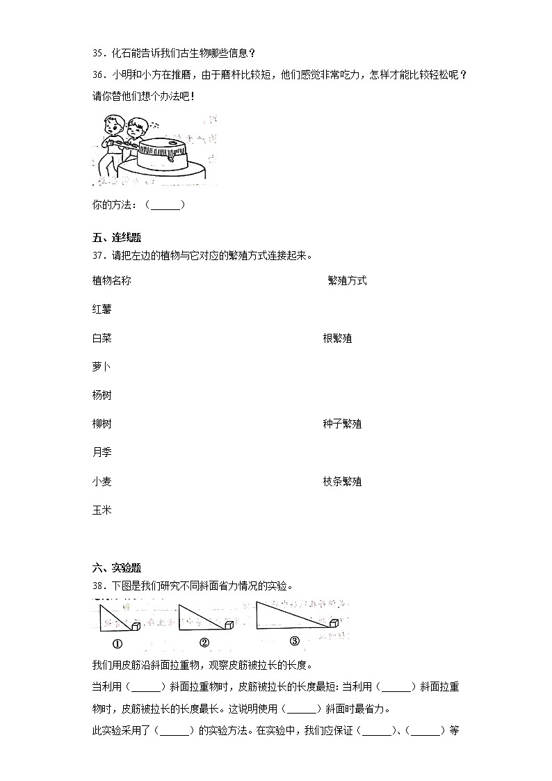2020-2021学年河北省衡水市冀人版五年级下册期中质量考试科学试卷（word版 含答案）03