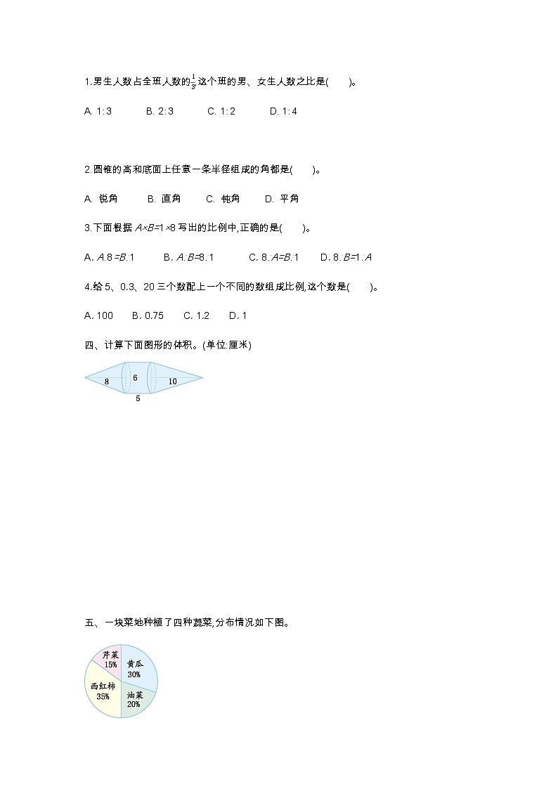 2020-2021学年苏教版小学六年级数学下册期末综合练习题03