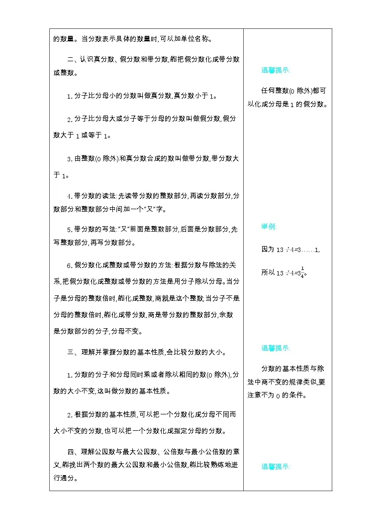 4 分数的意义和性质简案a 教习网 教案下载