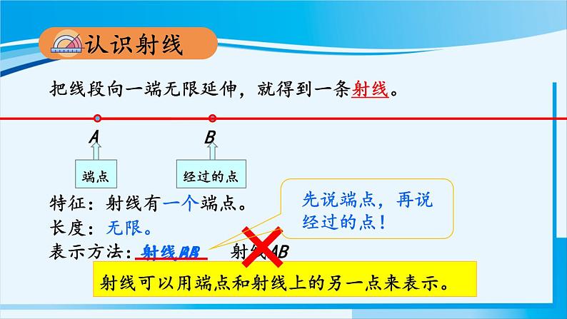 人教版四年级数学上册 3角的度量 第1课时 线段、直线、射线和角 课件04