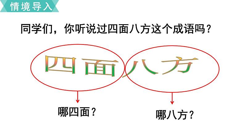 小学数学苏教版二年级下册第3单元   第3课时  认识东北、西北、东南、西南 PPT课件02