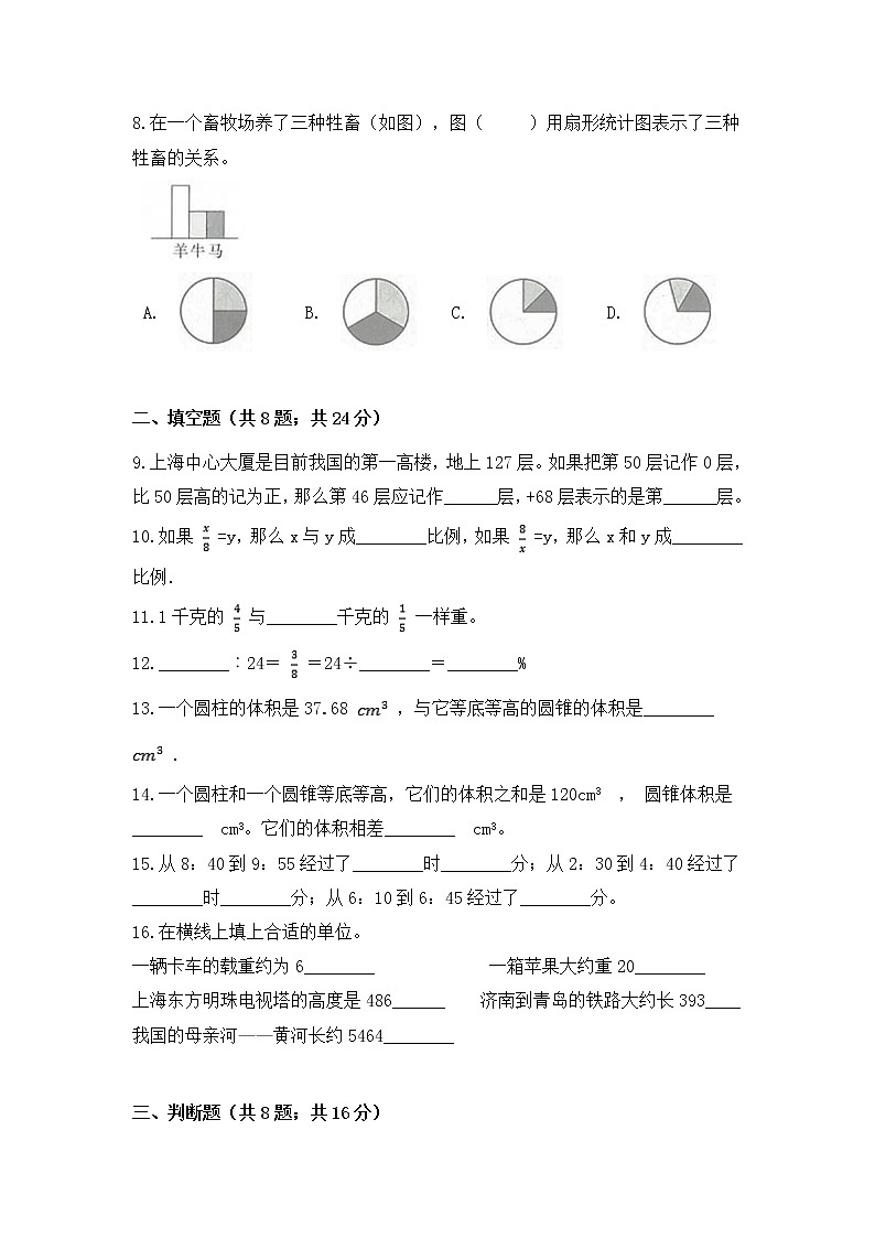 【小升初培优拔高】2020-2021学年人教版六年级下册数学培优拔高冲刺卷（四） 人教版（含答案）02