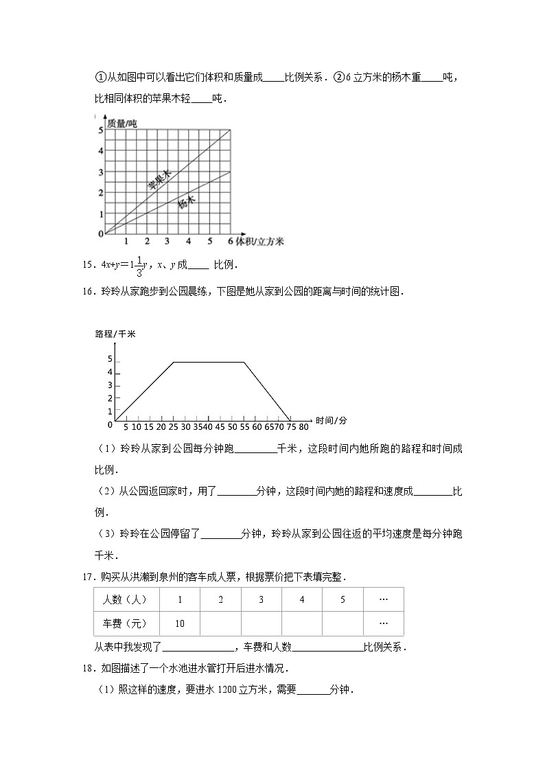 六年级下学期数学单元试题--《第4章 正比例与反比例》 (33) 北师大版 含答案第3页