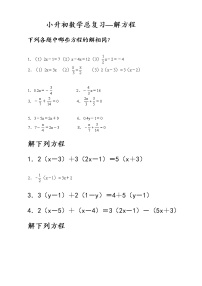 小升初数学总复习—解方程