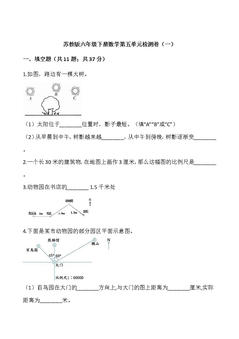 苏教版六年级下册数学第五单元检测卷01