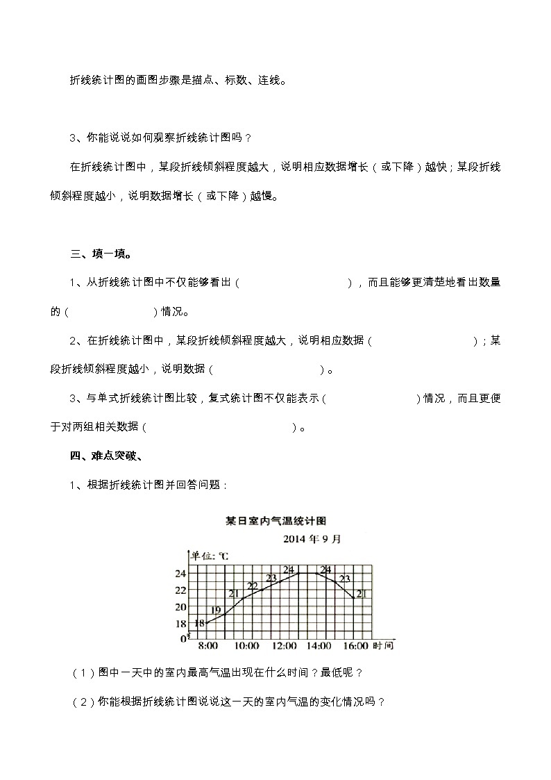 【精品导学】人教版小学数学五年级下册7.3 折线统计图整理复习（含答案） 学案02