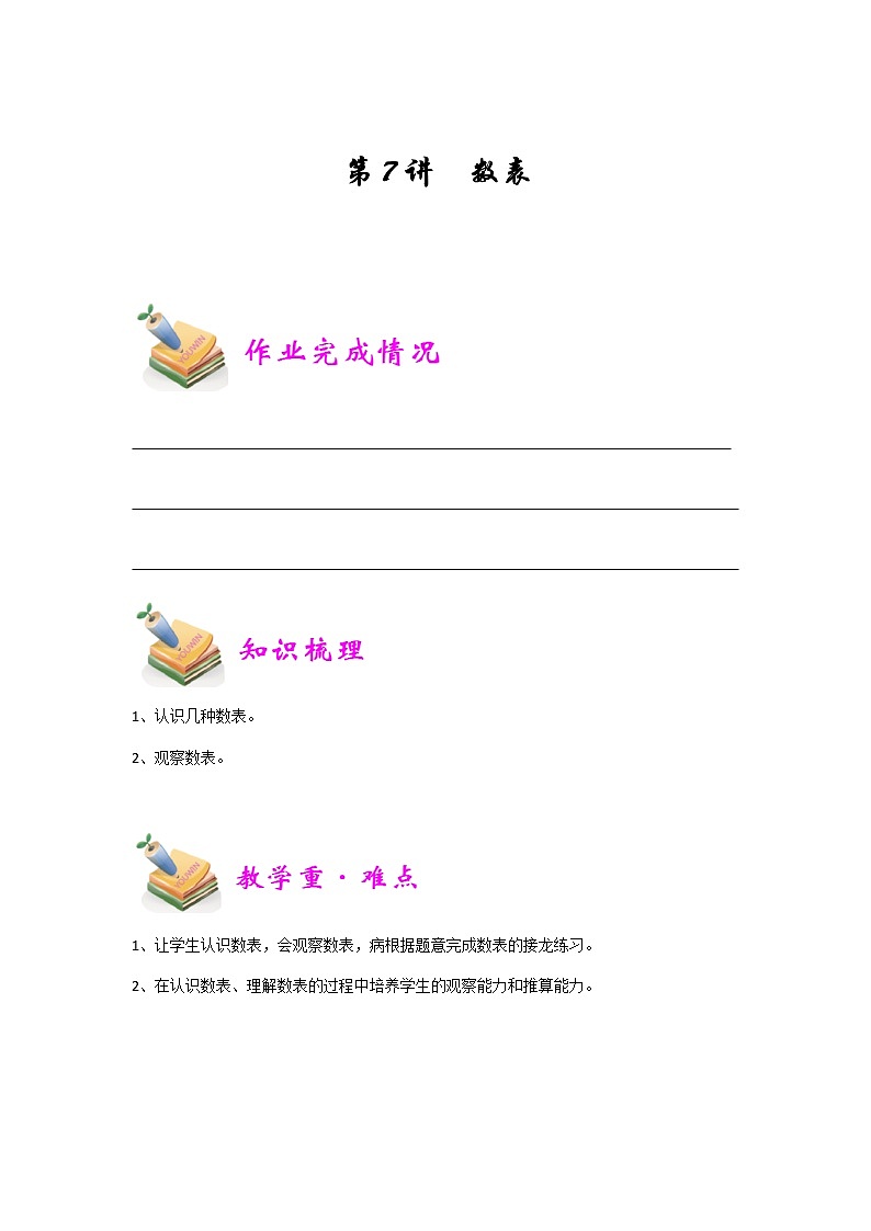 小四数学第7讲：数表（教师版） 教案01