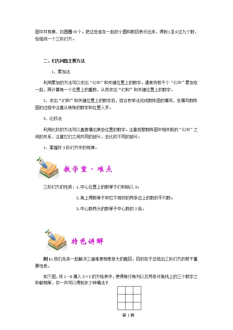 小四数学第14讲：幻方（教师版） 教案02
