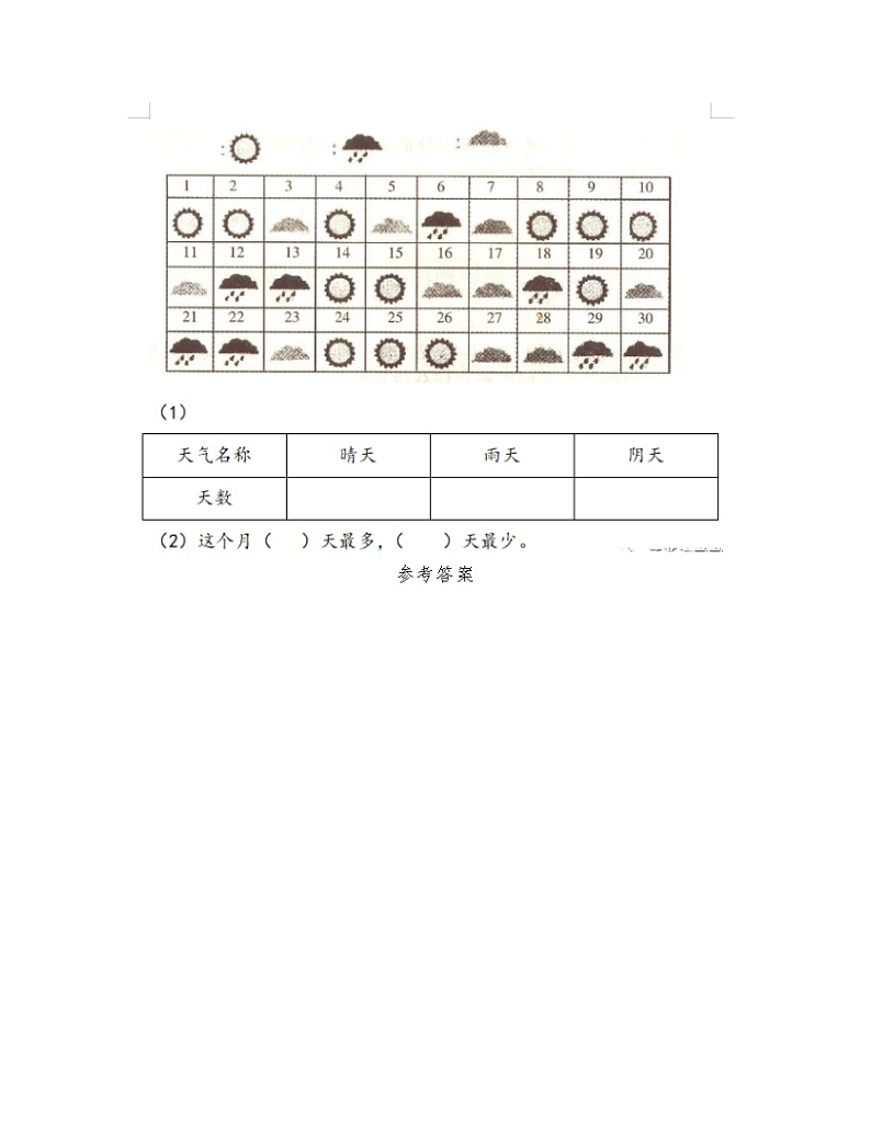 (课课练)苏教版小学数学二年级下册第八单元《数据的收集和整理》练习题02