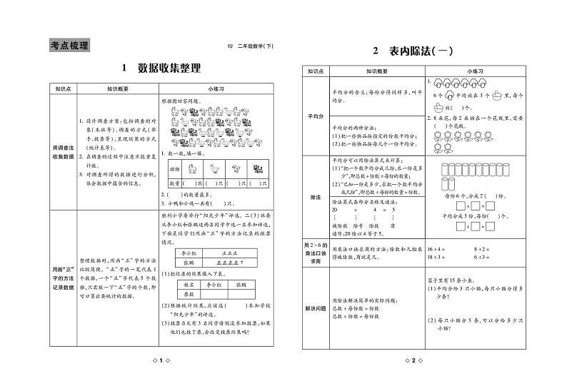 人教版 2年级数学下册试卷：考点梳理+周考+单元考+月考+期中+期末+答案PDF第1页