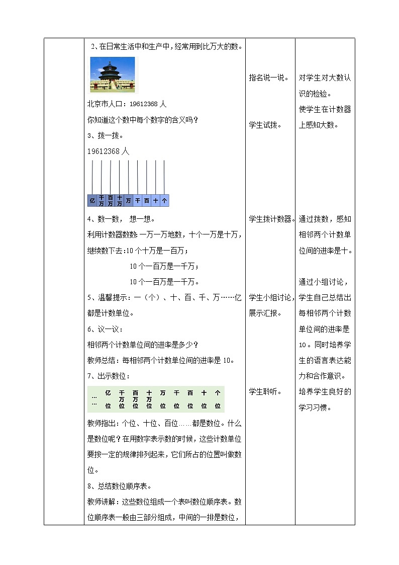人教版四上第一单元第一课时《亿以内数的认识》（教学设计）第2页