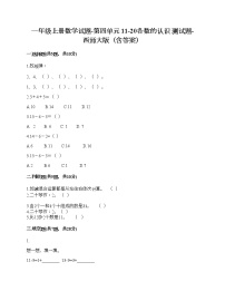 一年级上册数学试题-第四单元 11-20各数的认识 测试题-西师大版（含答案）