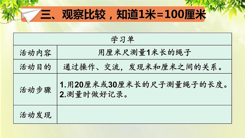 人教版二年级数学上册 1长度单位 第2课时 认识米和用米量课件07