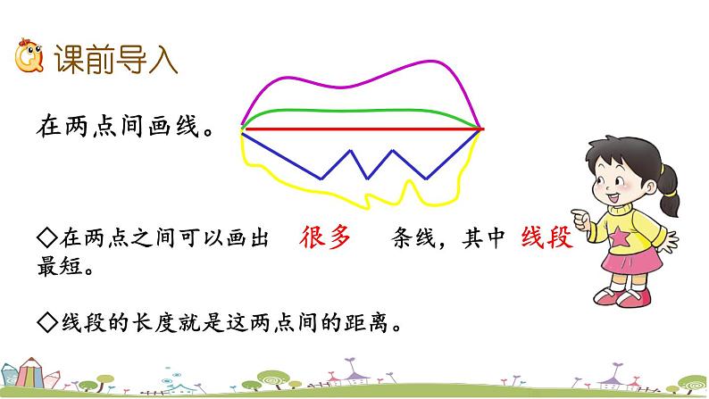 西师大版数学四年级上册  3.1 《认识线段、直线和射线》PPT课件+课时练02