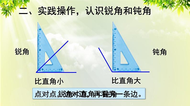 人教版二年级数学上册 3 角的初步认识 第3课时 锐角、钝角的认识课件05