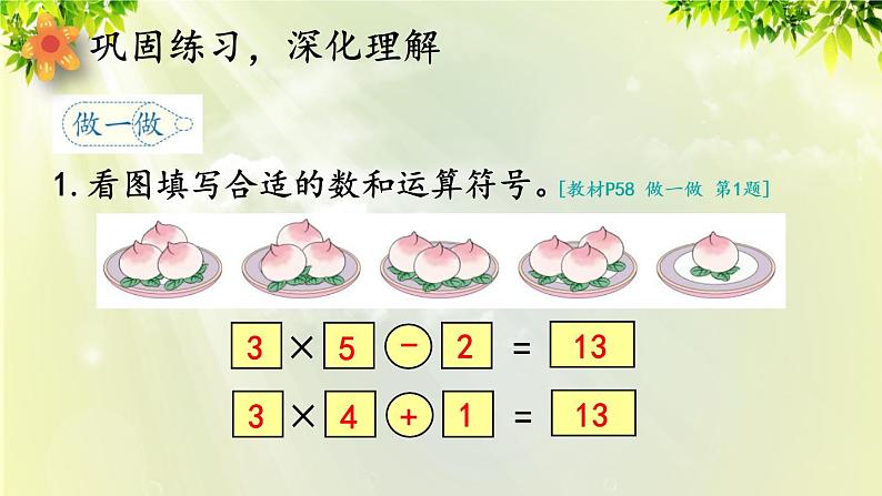 人教版二年级数学上册 4 表内乘法（一） 2 2-6的乘法口诀 第4课时 乘加 乘减课件05