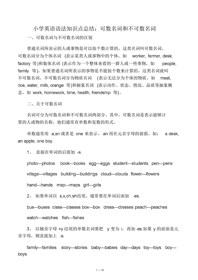 人教版小学英语语法知识点总结第1页