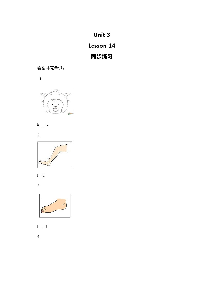 小学英语冀教三上 Lesson 14 同步测试及答案01