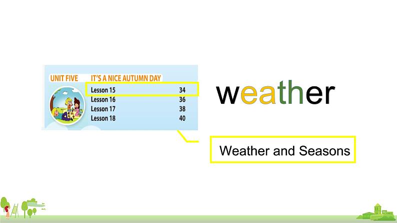 北京版英语三年级上册 UNIT FIVE IT'S A NICE AUTUMN DAY (1) PPT课件04