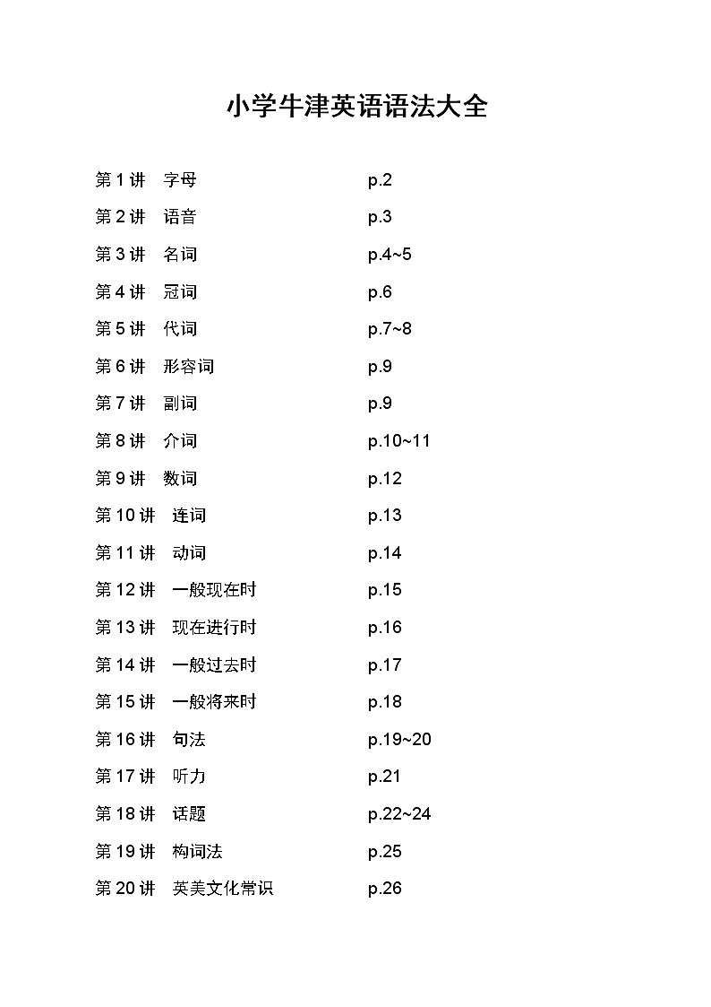 小学牛津英语语法大全第1页
