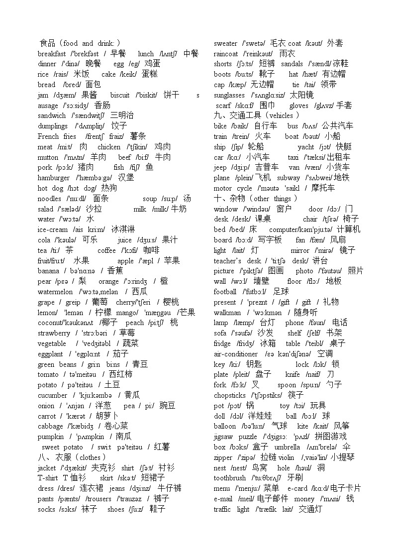 【小学】英语单词大全(带音标)第2页