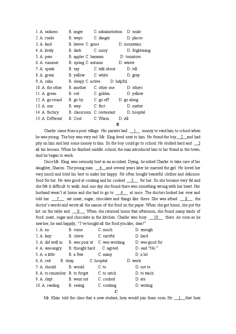 24-02中考冲刺三：完形填空技巧（巩固练习）第3页
