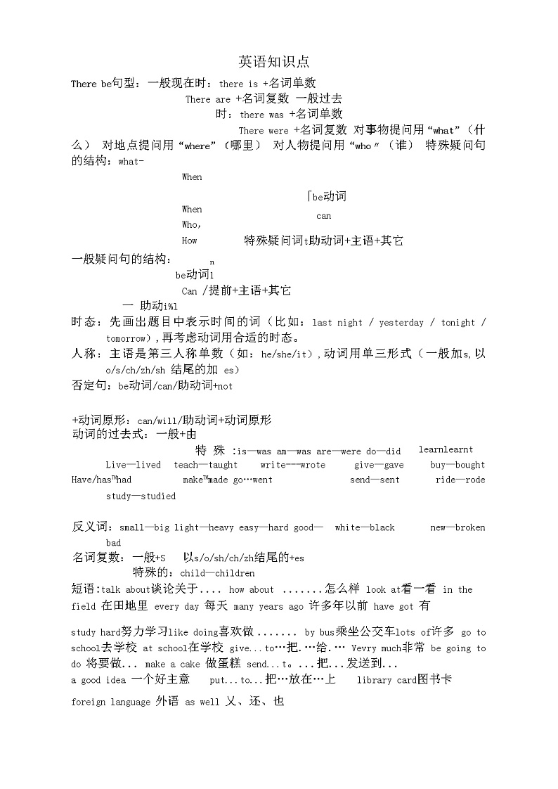 外研社小学英语知识点归纳第1页