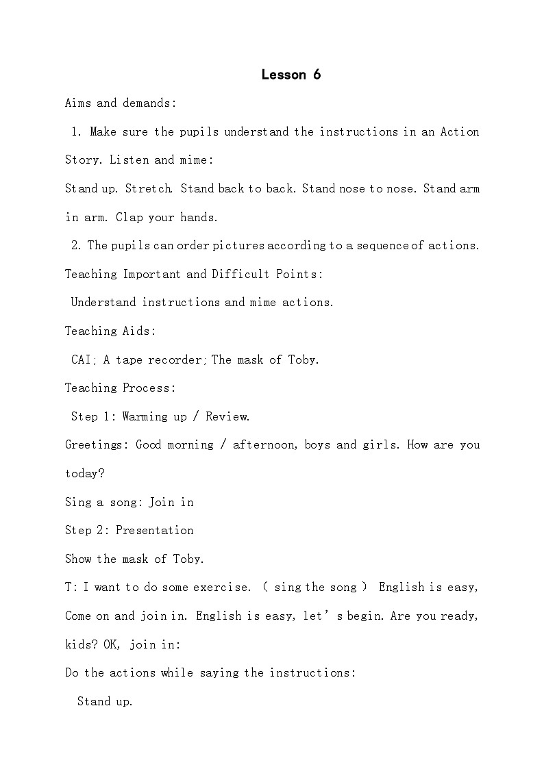 英语三年级上join in版Starter unit   Let’s begin教案01