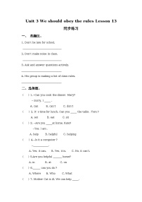 人教精通版五年级下册Lesson 13课时练习