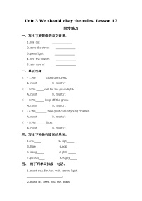 人教精通版五年级下册Lesson 17课堂检测