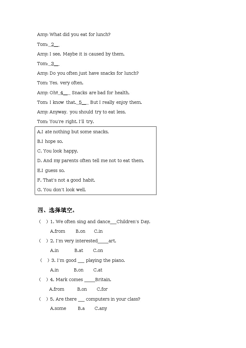 Unit 4 What’s wrong with you Lesson 19 同步练习02