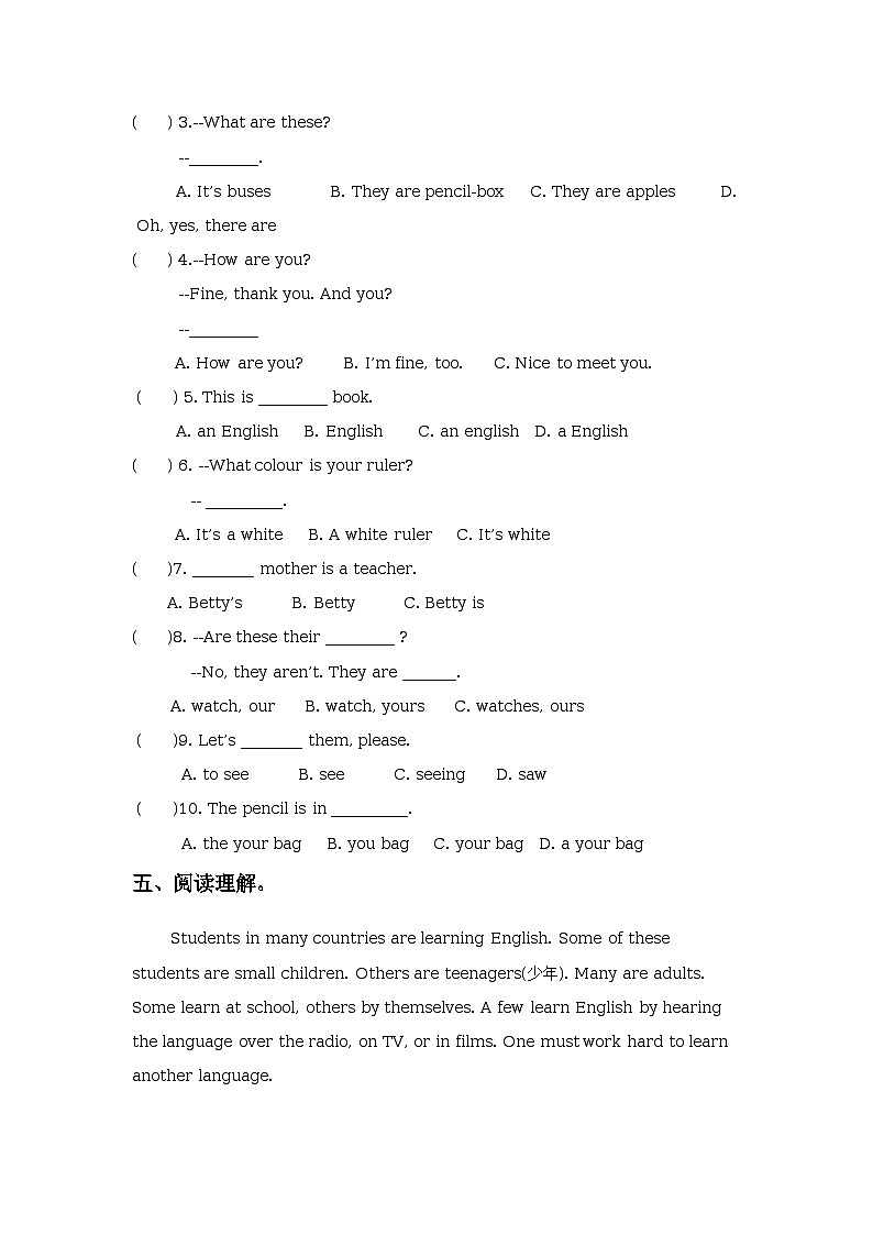 Unit 1 I went Sanya for my holidays Lesson 3 同步练习02