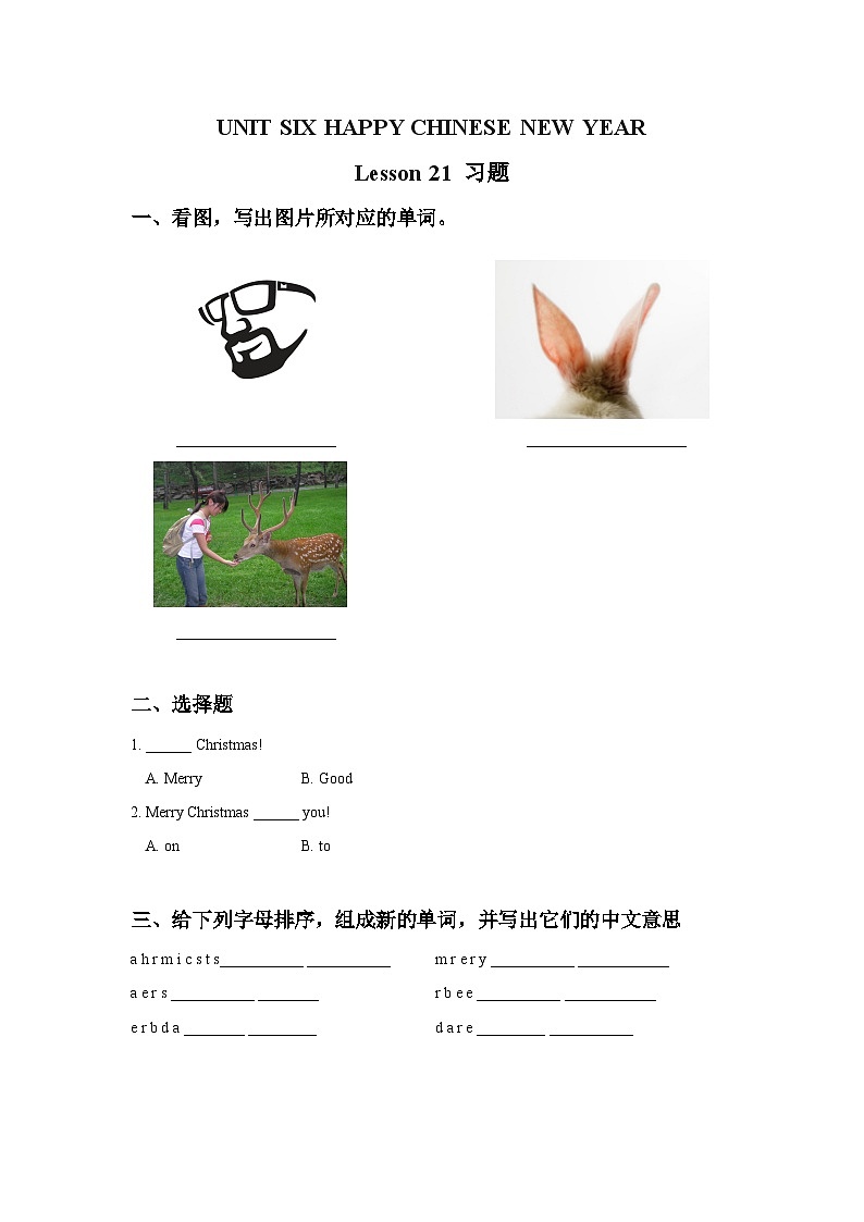 Unit 6 Happy Chinese New Year Lesson 21 课件+教案+练习（含答案）+素材35张01