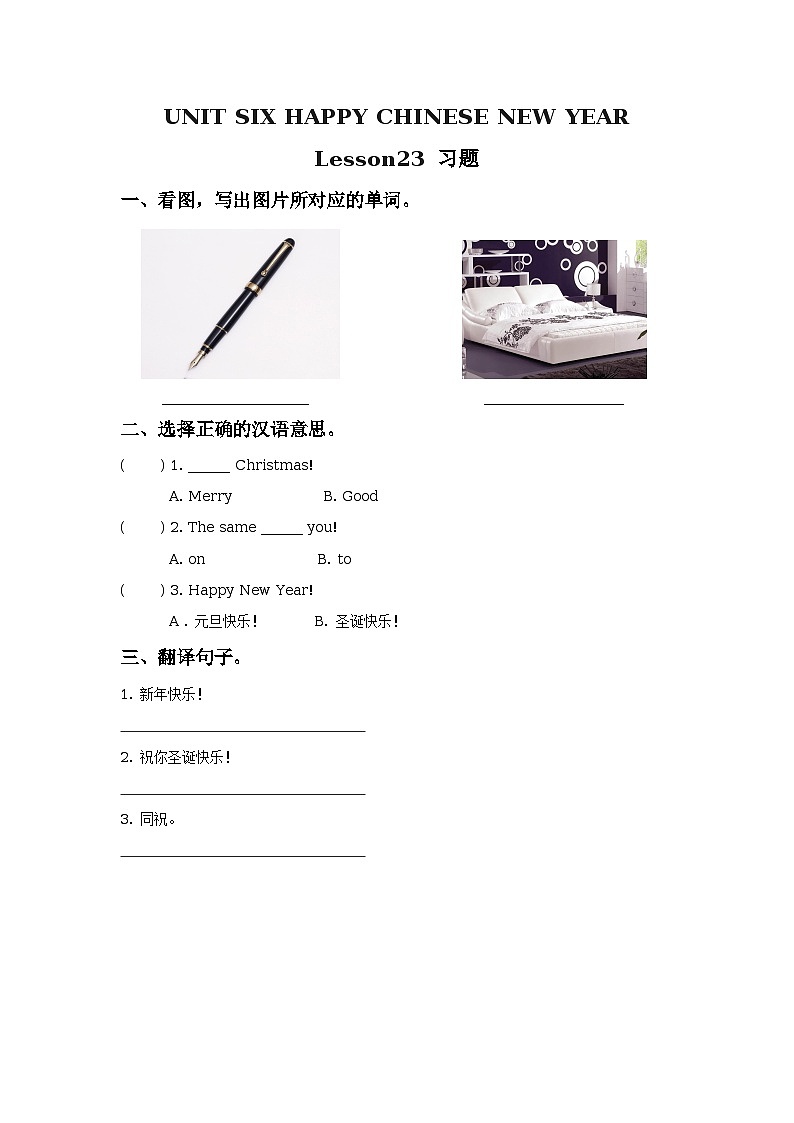 Unit 6 Happy Chinese New Year Lesson 23 课件+教案+练习（含答案）+素材35张01