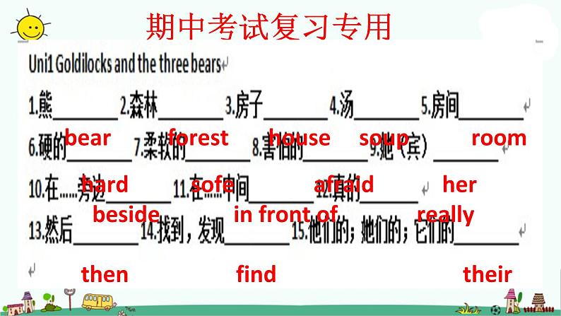 译林版五上英语词汇、短语期中考试复习专用5A1-4课件PPT01