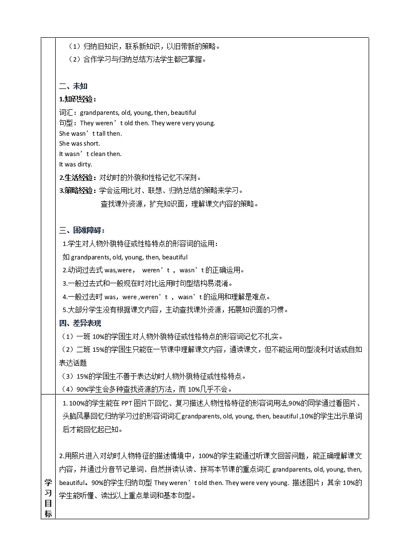 三起四下M5U2（3） M5U2 They were young. 课时备课教案第2页