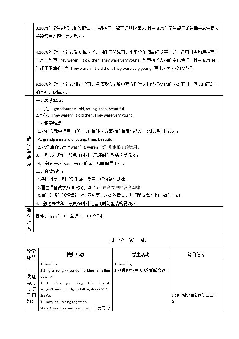 三起四下M5U2（3） M5U2 They were young. 课时备课教案第3页