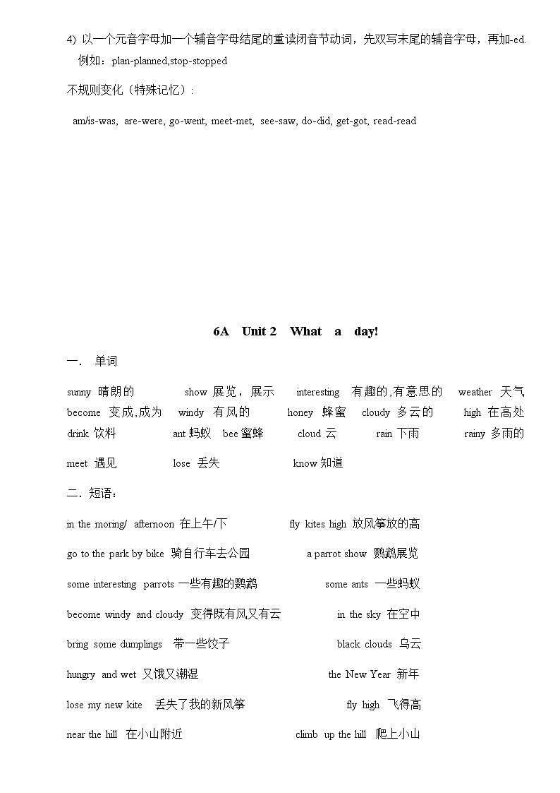 译林版6上英语6A知识点归纳整理03